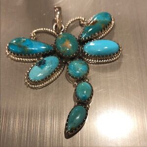 Turquoise 925 Sterling Silver Dragonfly Pendant